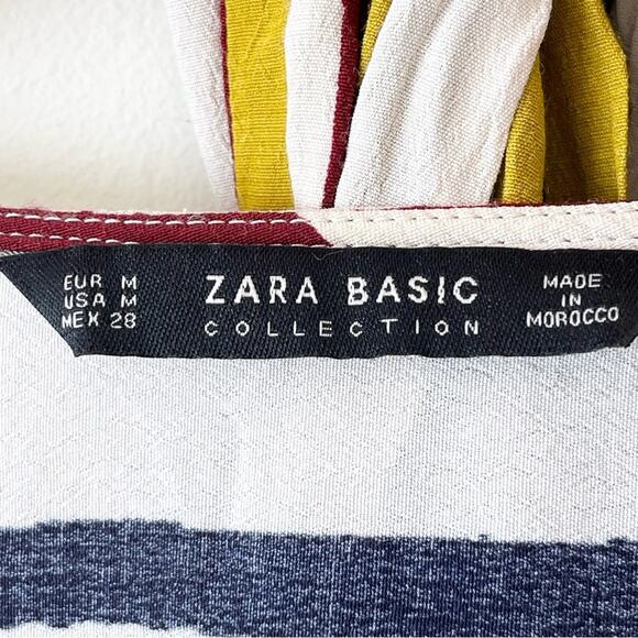 Zara multicolor wrap top blouse size M 3/4 sleeves - Picture 5 of 7